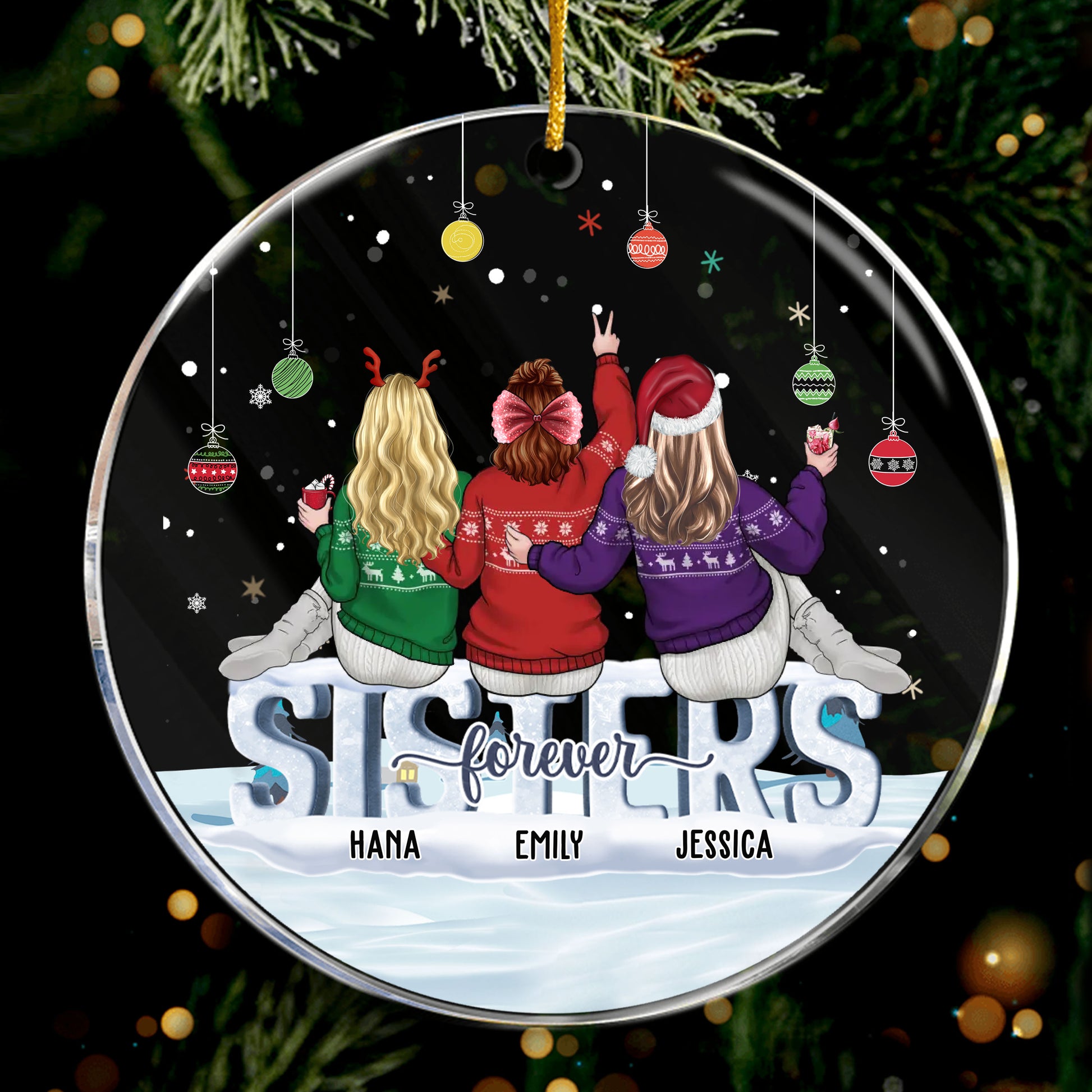 Personalized Ornament Sisters Forever Acrylic Ornament Holiday Decorations - LuthCreative