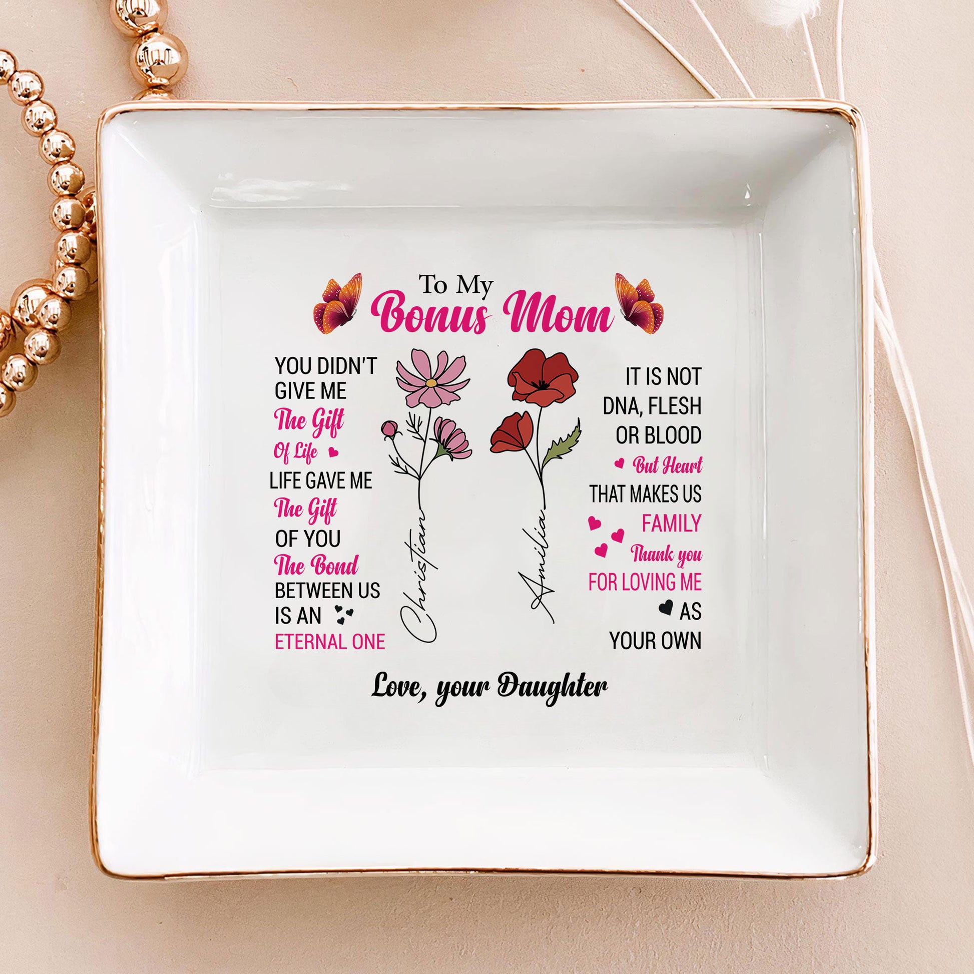 Personalized Ring Dish To my Bonus Mom Jewelry Dish - LuthCreative