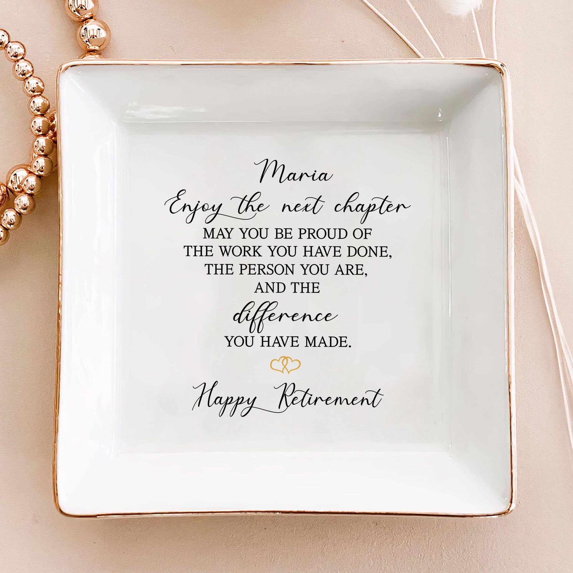 Personalized Ring Dish Enjoy The Next Chapter Customized Ceramic Jelwelry Tray - LuthCreative