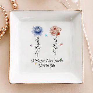 Personalized Sisters Are Different Flowers From The Same Garden Flower Sister Gift Jewelry Dish, Sister Flowers Jewelry Holder