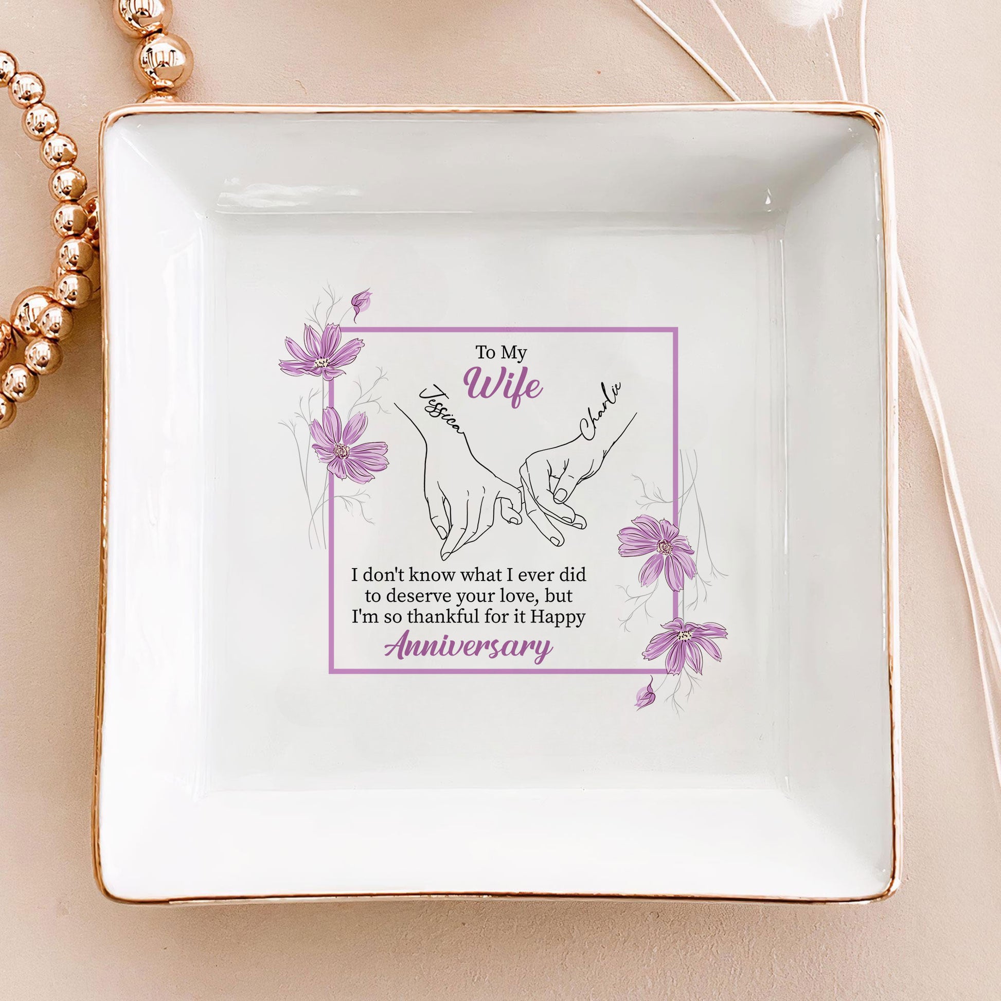 Customized Bridal Ring Dish 'To My Beautiful Wife' - Personalized Jewelry Holder - Special Wedding Gift - LuthCreative