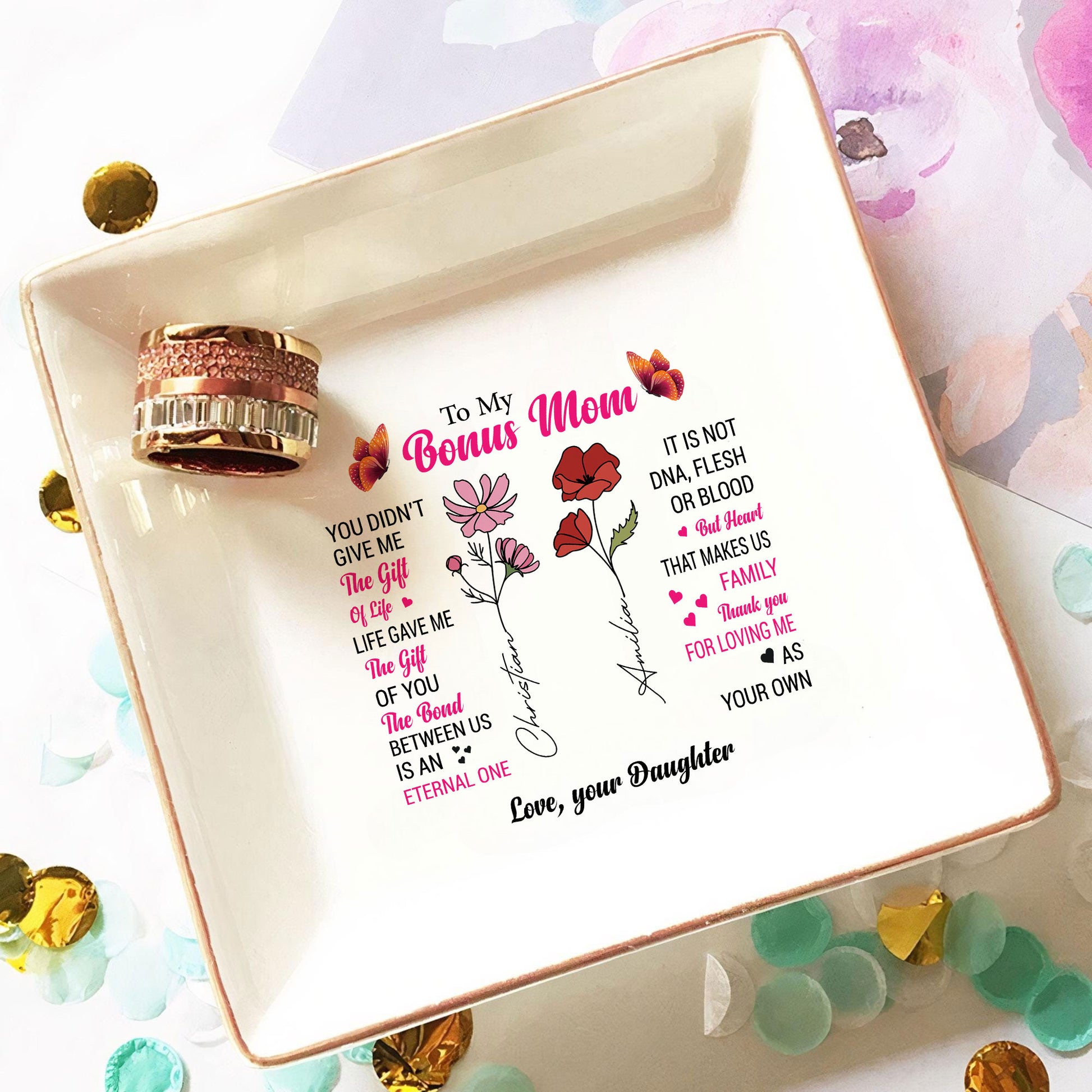 Personalized Ring Dish To my Bonus Mom Jewelry Dish - LuthCreative