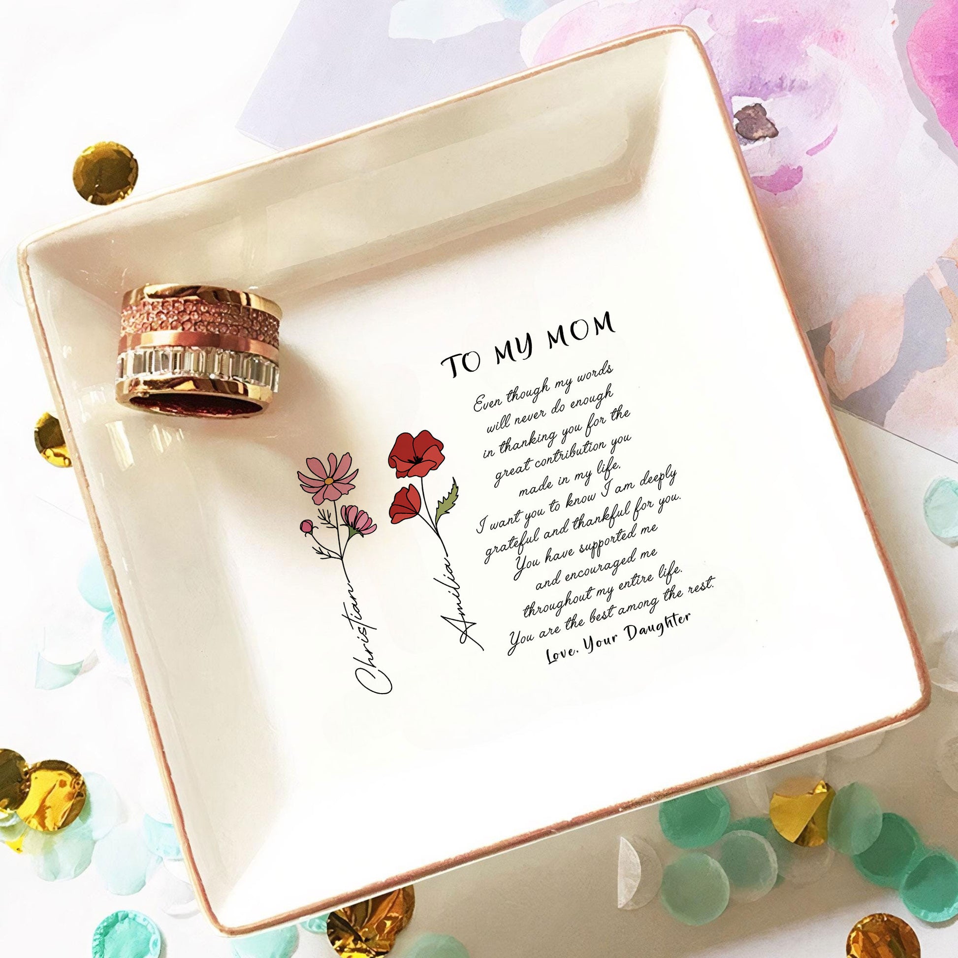 Personalized Ring Dish To My Mom Even Though My Words Will Never Do Enough Jewelry Dish - LuthCreative