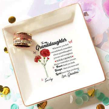 Personalized Ring Dish To my Granddaughter Customized Ceramic Jewelry Tray, Gift For Granddaughter, Wedding Gift - LuthCreative