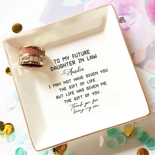 To My Future Daughter In Law Gift From Mother In Law-Personalized Jewelry Storage-Wedding Gift For Bride-Thank You For Loving My Son-Bridal Shower