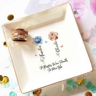 Personalized Sisters Are Different Flowers From The Same Garden Flower Sister Gift Jewelry Dish, Sister Flowers Jewelry Holder