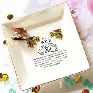 Personalized Wife Ring Dish - Custom Wedding Jewelry Holder - Romantic Bridal Gift - LuthCreative