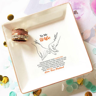 Personalized Wedding Ring Dish - Custom Jewelry Holder 'To My Wife' - Romantic Wedding Day Gift for Bride - LuthCreative