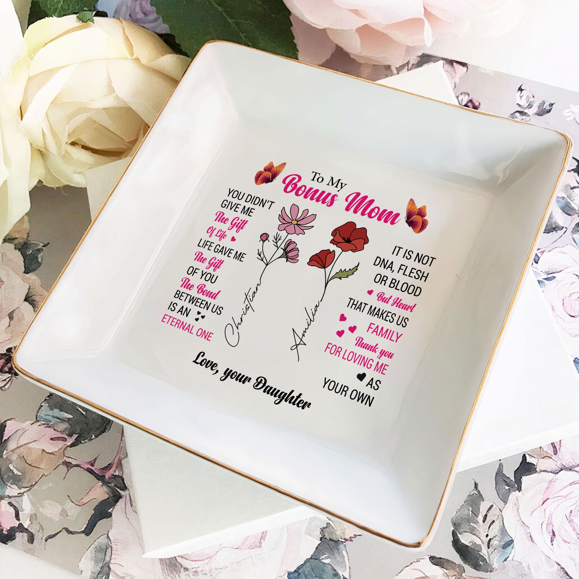 Personalized Ring Dish To my Bonus Mom Jewelry Dish - LuthCreative