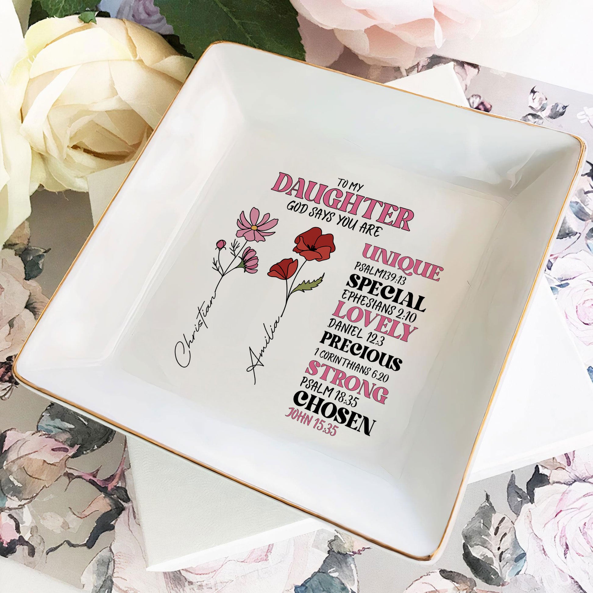 Personalized Ring Dish To My Daughter God Say You Are Customized Ceramic Jewelry Tray, Gift For Daughter, Wedding Gift - LuthCreative