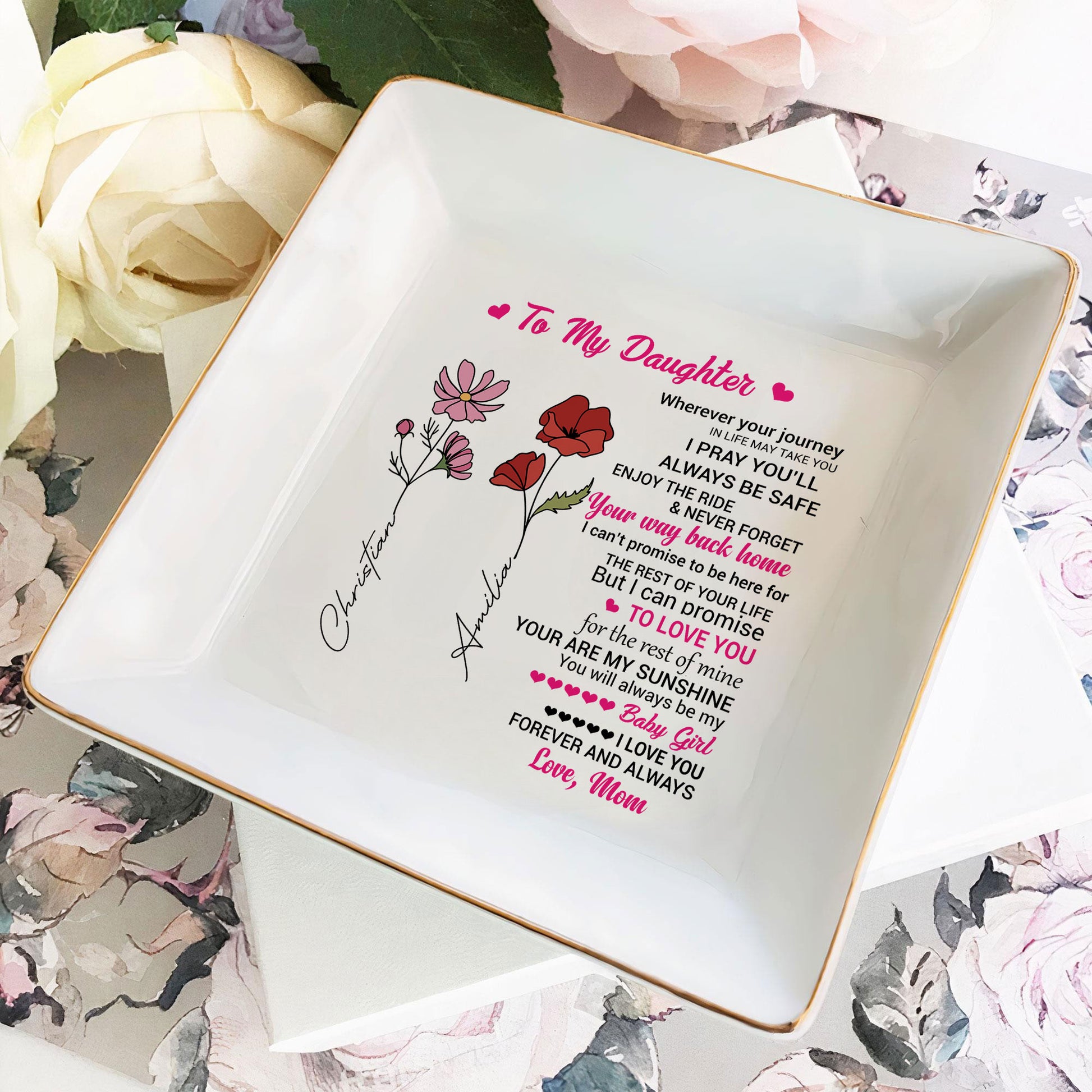 Personalized Ring Dish To my Daughter Customized Ceramic Jewelry Tray, Gift For Daughter, Wedding Gift - LuthCreative