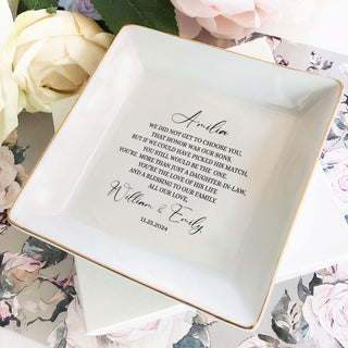 We Did not Get to Choose You Daughter In Law Gift From Parents Of The Groom-Personalized Jewelry Dish-Wedding Gifts For Bride