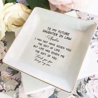 To My Future Daughter In Law Gift From Mother In Law-Personalized Jewelry Storage-Wedding Gift For Bride-Thank You For Loving My Son-Bridal Shower