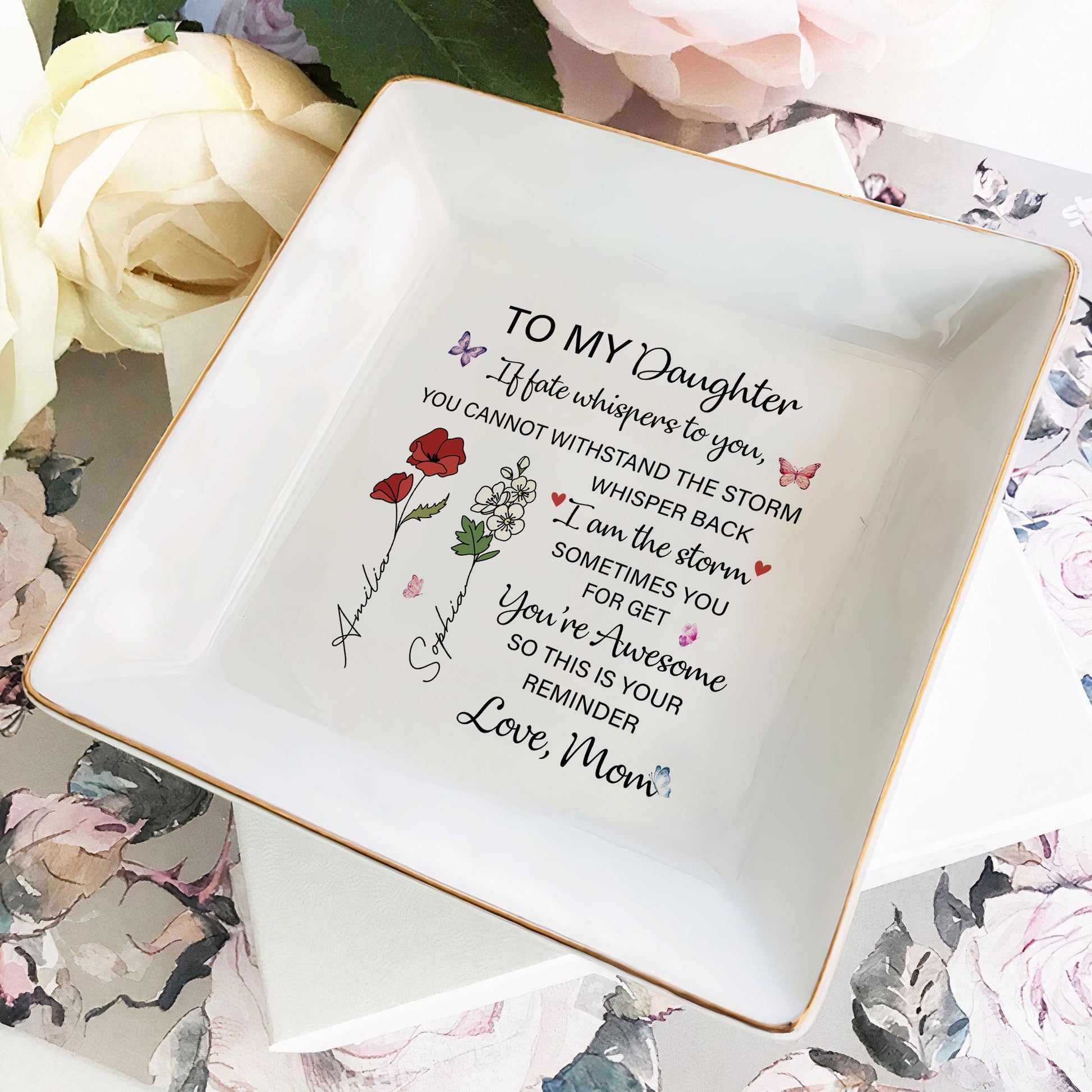 Personalized Ring Dish To My Daughter If fate whispers to you Customized Ceramic Jewelry Tray, Gift For Daughter, Wedding Gift - LuthCreative