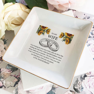 Personalized Wife Ring Dish - Custom Wedding Jewelry Holder - Romantic Bridal Gift - LuthCreative