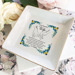 Personalized Wedding Ring Tray 'To My Beautiful Wife' - Custom Jewelry Organizer - Romantic Bridal Gift - LuthCreative