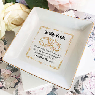 Beautiful Wife Ring Dish - Personalized Wedding Jewelry Holder - Custom Bridal Gift with Love Message - LuthCreative