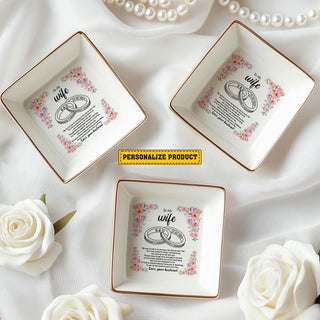 Customized Bridal Ring Dish - Personalized Jewelry Holder 'To My Wife' - Special Wedding Day Gift - LuthCreative