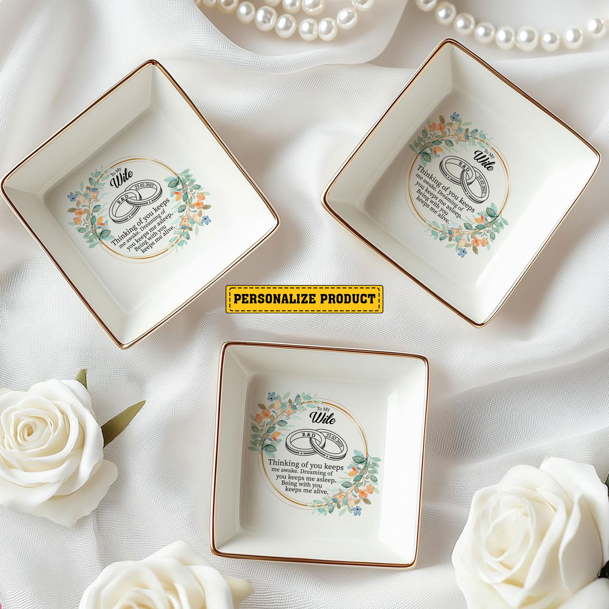 Custom Wedding Ring Dish - Personalized 'To My Wife' Jewelry Holder - Special Bridal Gift - LuthCreative