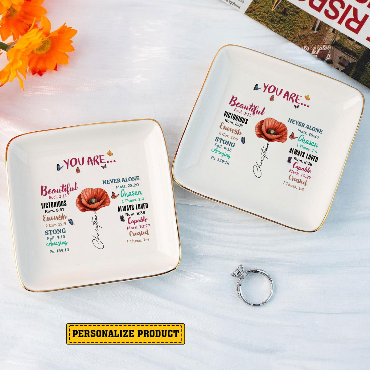 Personalized Ring Dish You Are Beautiful Jewelry Dish - LuthCreative