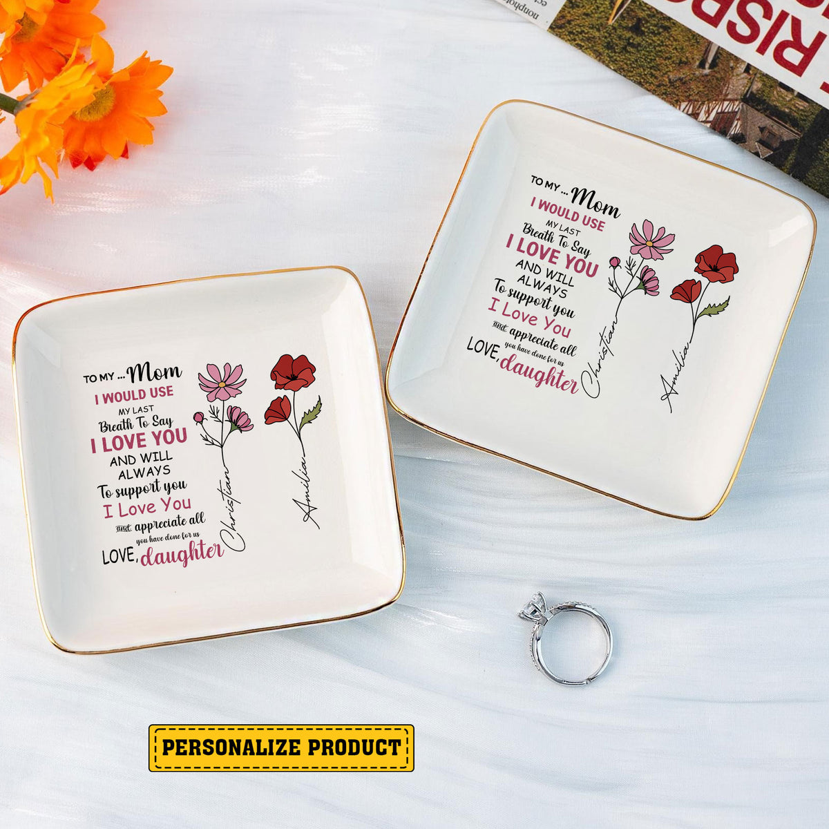 Personalized Ring Dish To My Mom I Would Use My Last Breath To Say Jewelry Dish - LuthCreative