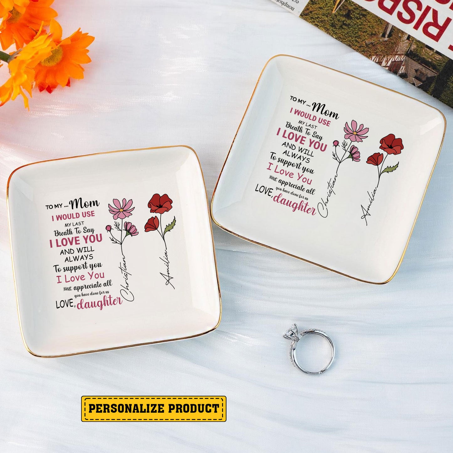 Personalized Ring Dish To My Mom I Would Use My Last Breath To Say Jewelry Dish - LuthCreative