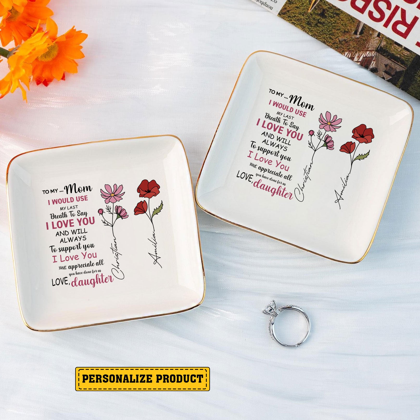 Personalized Ring Dish To My Mom I Would Use My Last Breath To Say Jewelry Dish - LuthCreative