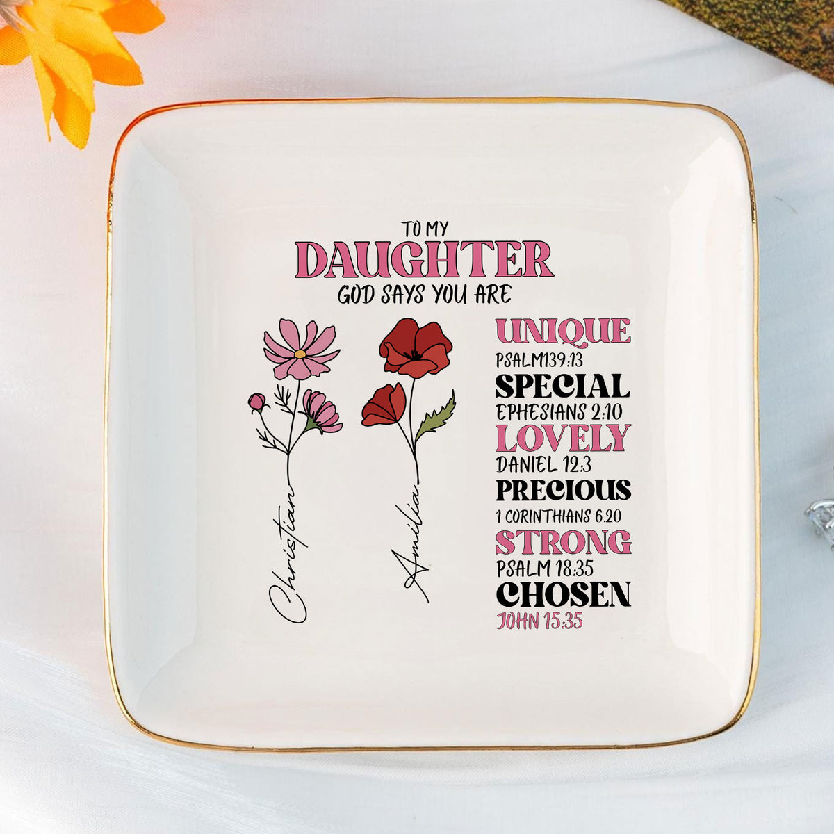 Personalized Ring Dish To My Daughter God Say You Are Customized Ceramic Jewelry Tray, Gift For Daughter, Wedding Gift - LuthCreative