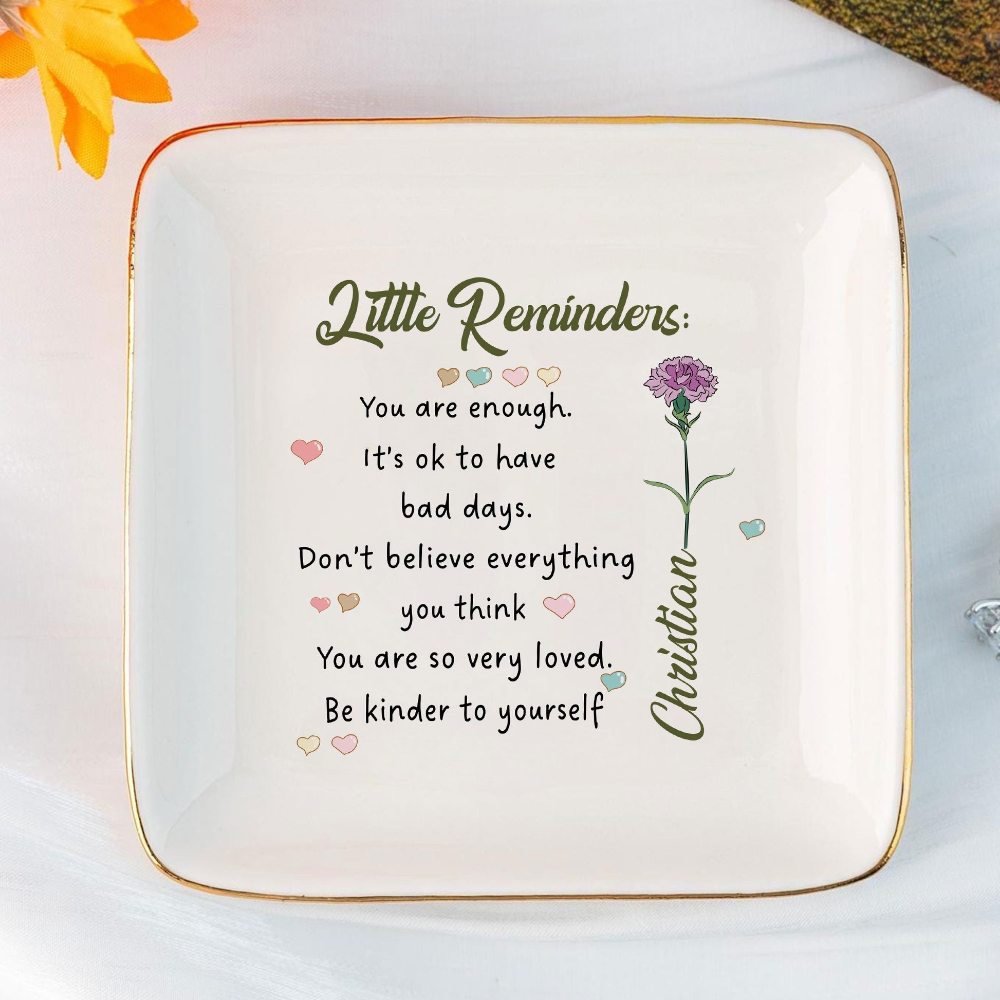 Personalized Ring Dish Little Reminder You are enough Customized Ceramic Jewelry Dish, Gift For Friends - LuthCreative