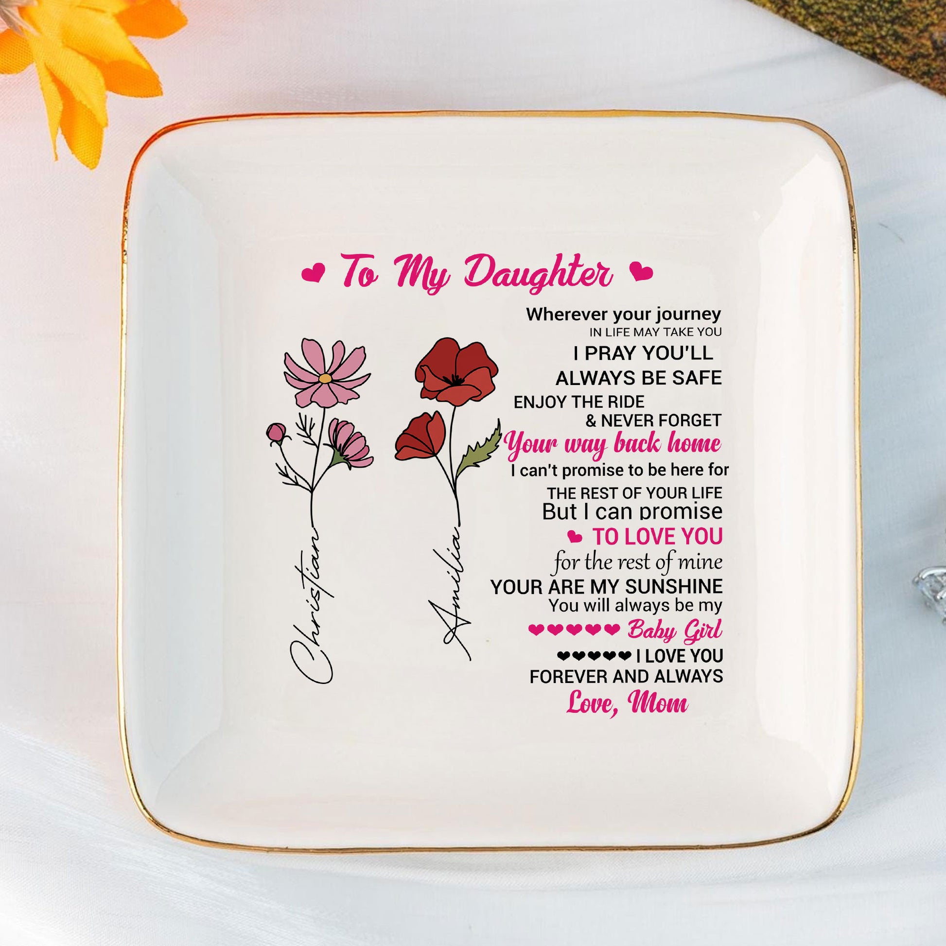 Personalized Ring Dish To my Daughter Customized Ceramic Jewelry Tray, Gift For Daughter, Wedding Gift - LuthCreative