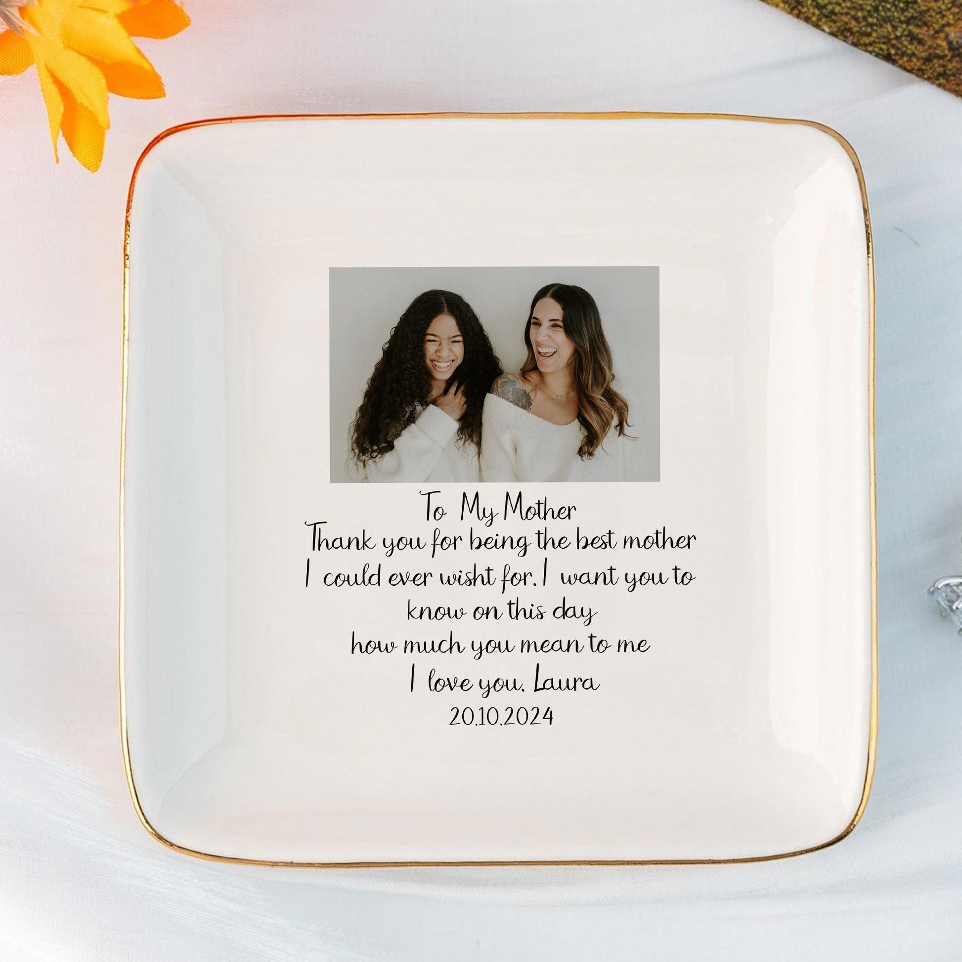 Personalized Ring Dish To My Mother Customized Ceramic Jewelry Tray, Gift For Mother, Birthday Gift - LuthCreative