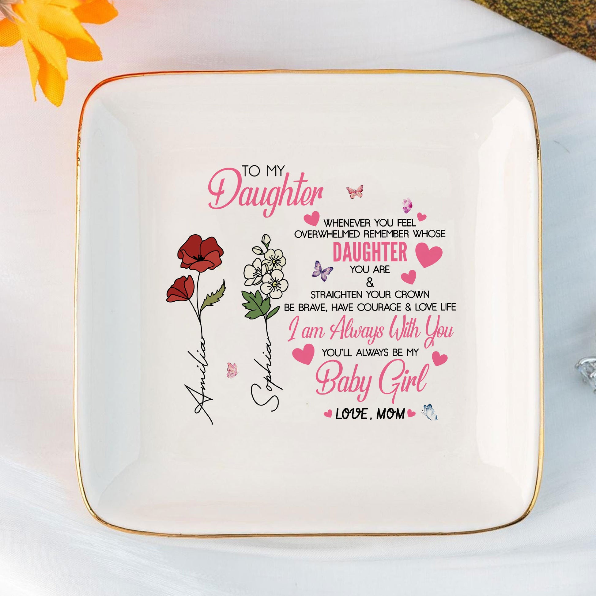 Personalized Ring Dish To My Daughter Customized Ceramic Jewelry Tray, Gift For Daughter, Wedding Gift - LuthCreative