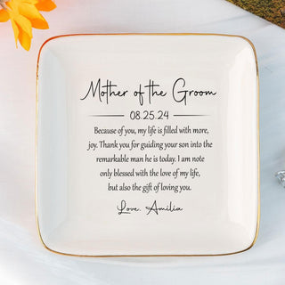 Personalized Mother Of The Groom Ring Dish-Custom Jewelry Holder For Mother in law-Mom Gift From Bride