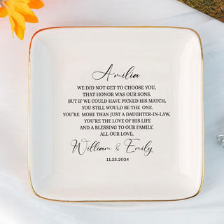 We Did not Get to Choose You Daughter In Law Gift From Parents Of The Groom-Personalized Jewelry Dish-Wedding Gifts For Bride