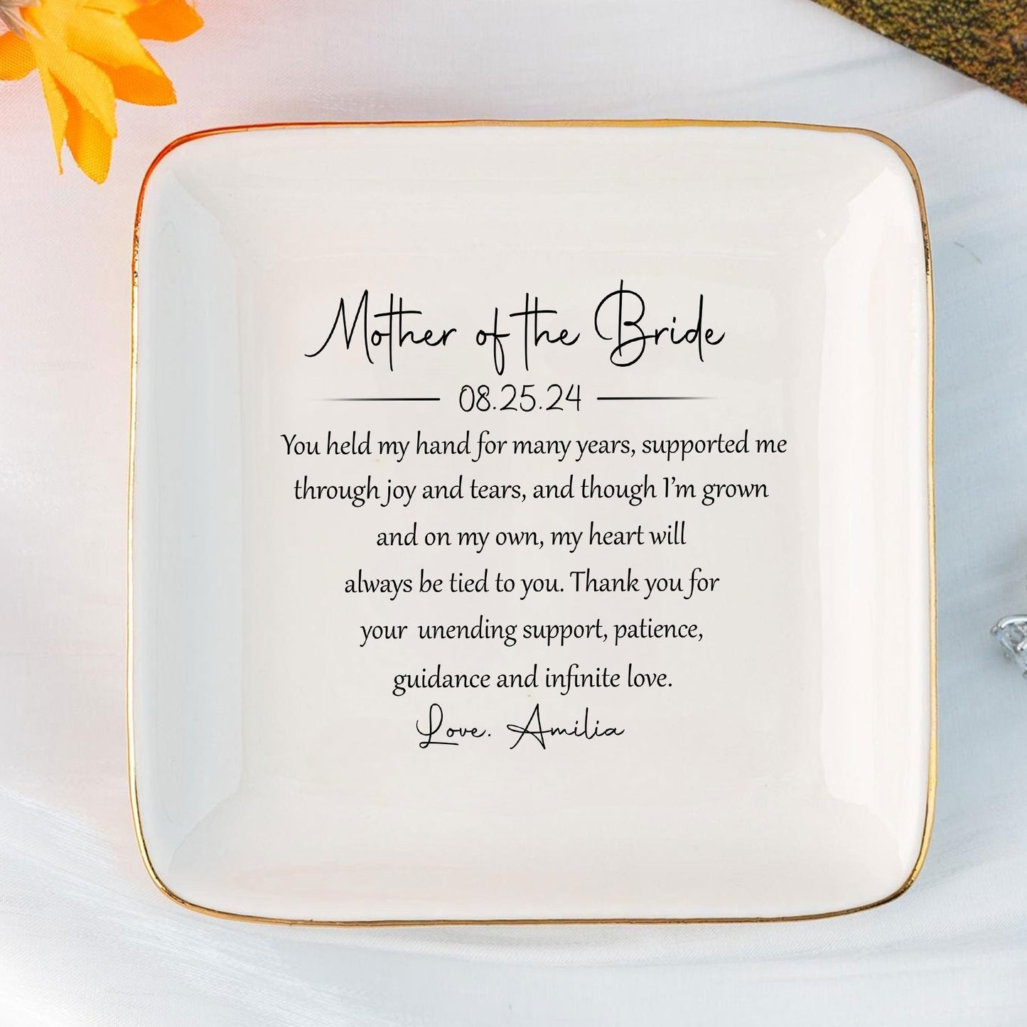 Personalized Ring Dish Mother Of Bride Customized Ceramic Jewelry Tray - LuthCreative