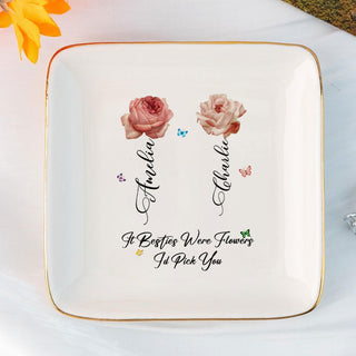 Personalized Sisters Are Different Flowers From The Same Garden Flower Sister Gift Jewelry Dish, Sister Flowers Jewelry Holder