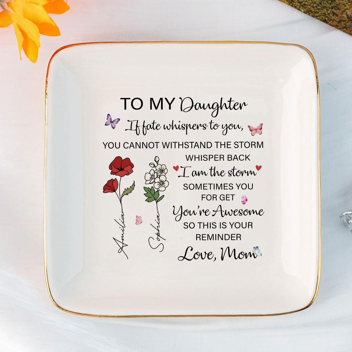 Personalized Ring Dish To My Daughter If fate whispers to you Customized Ceramic Jewelry Tray, Gift For Daughter, Wedding Gift - LuthCreative