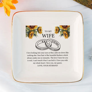 Personalized Wife Ring Dish - Custom Wedding Jewelry Holder - Romantic Bridal Gift - LuthCreative