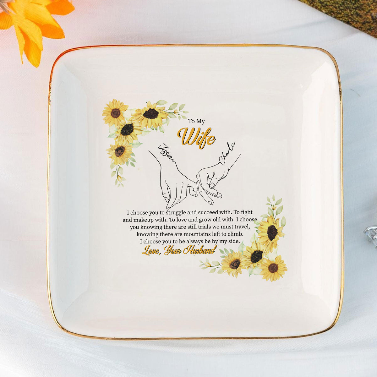To My Wife' Wedding Ring Dish - Personalized Jewelry Organizer - Custom Bridal Gift - LuthCreative