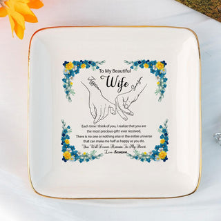 Personalized Wedding Ring Tray 'To My Beautiful Wife' - Custom Jewelry Organizer - Romantic Bridal Gift - LuthCreative