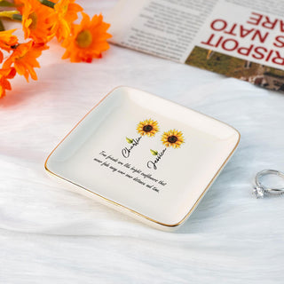 True Friends Are Like Bright Sunflower Ring Dish-Gift For Best Friend-Bestie Gift-Custom Jewelry Tray-Ring Holder