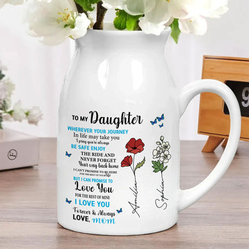 Wherever Your Journey In Life May Take You Birth Month Flower Personalized Ceramic Vase