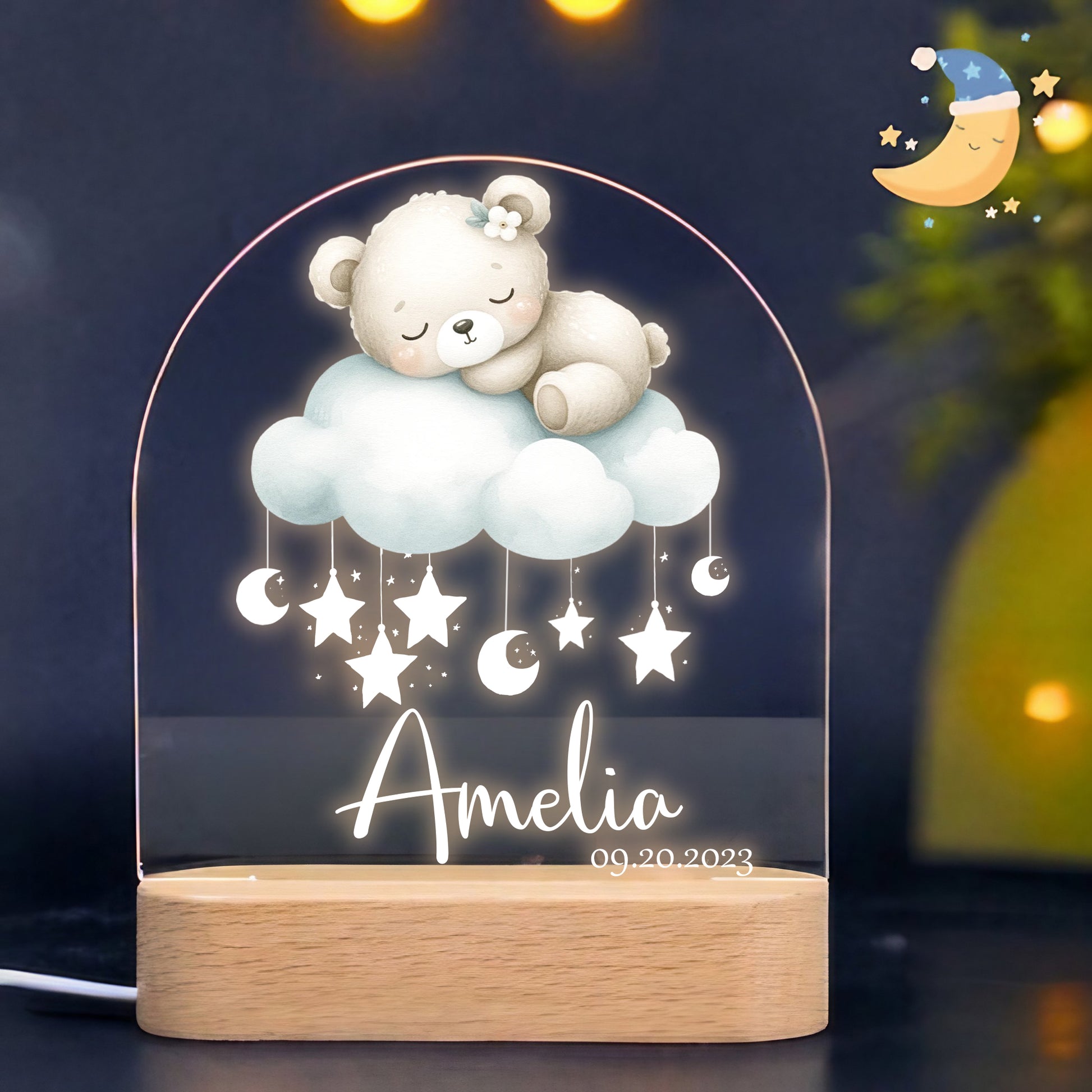 "Beary Sweet Dreams" Custom Name LED Light | Personalized Valentine's Gift - LuthCreative