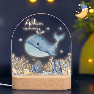 "Blue Whale" Custom LED Night Light Lamp | Personalized Ocean Portrait Light | Valentine's Day & Anniversary Couple Gift | Marine Theme LED Night Lamp - LuthCreative