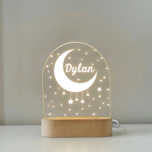 Custom Name with Moon LED Night Light | Personalized Celestial Portrait Light | Valentine's Day & Anniversary Couple Gift | Romantic LED Night Lamp - LuthCreative