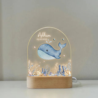 "Blue Whale" Custom LED Night Light Lamp | Personalized Ocean Portrait Light | Valentine's Day & Anniversary Couple Gift | Marine Theme LED Night Lamp - LuthCreative