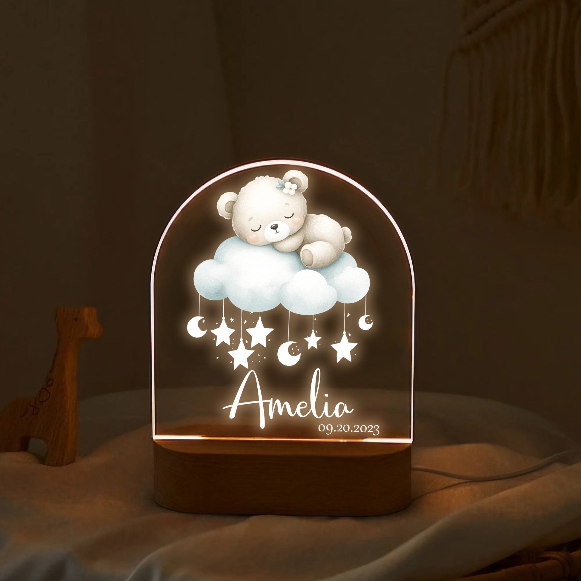 "Beary Sweet Dreams" Custom Name LED Light | Personalized Valentine's Gift - LuthCreative