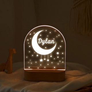 Custom Name with Moon LED Night Light | Personalized Celestial Portrait Light | Valentine's Day & Anniversary Couple Gift | Romantic LED Night Lamp - LuthCreative