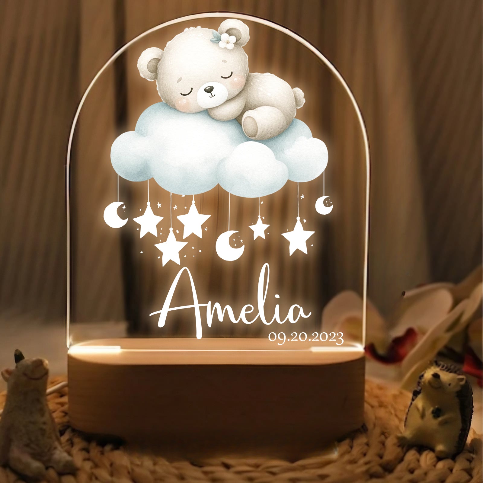 "Beary Sweet Dreams" Custom Name LED Light | Personalized Valentine's Gift - LuthCreative