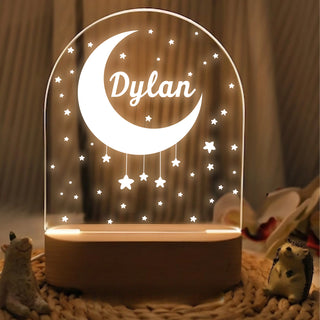 Custom Name with Moon LED Night Light | Personalized Celestial Portrait Light | Valentine's Day & Anniversary Couple Gift | Romantic LED Night Lamp - LuthCreative